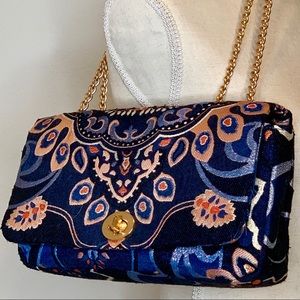 Chico’s Blue Jacquard Chain Crossbody Bag